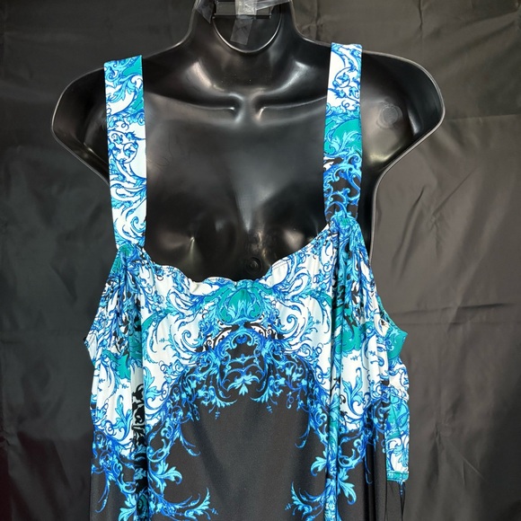 NEW DIRECCIÓN Blue and Teal Maxi Dress 3XL - Picture 9 of 13